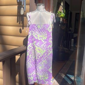 COLLUSION tank dress in a purple and green snake print